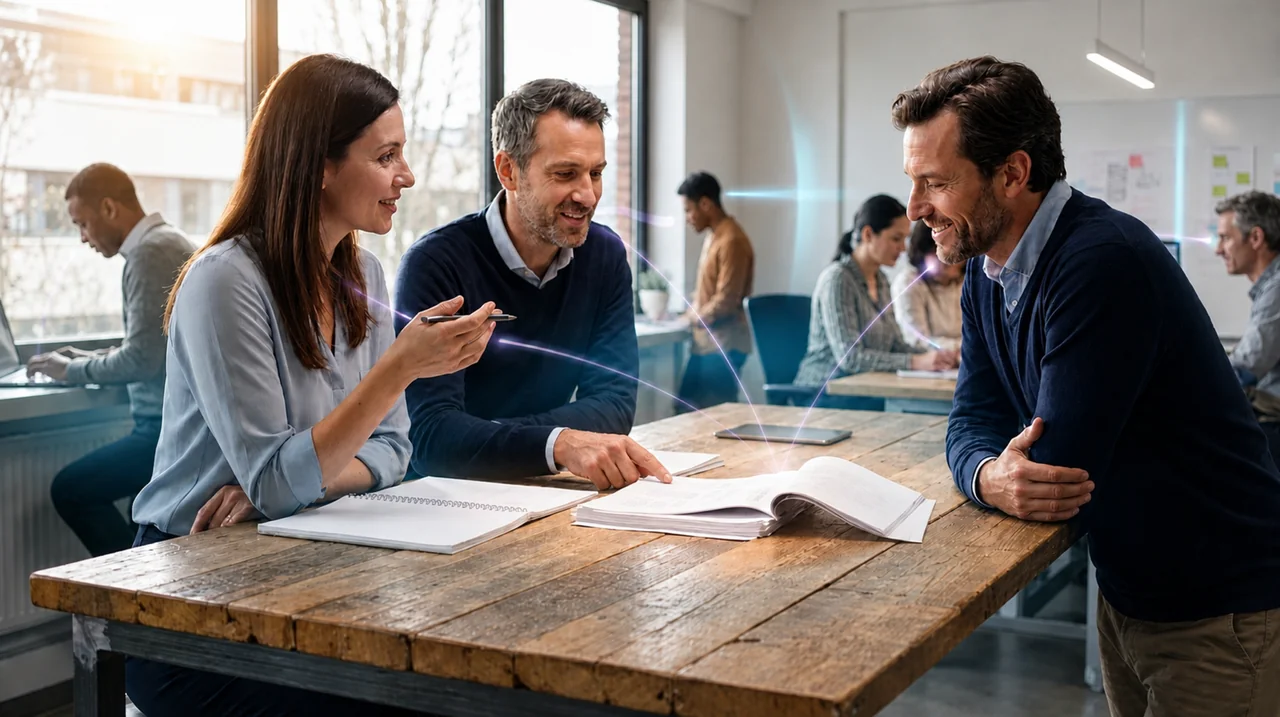 Séance de travail Myadvai autour d'une table, avec des professionnels